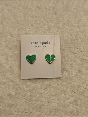 kate spade Gold-tone Green Heart Stud Earrings